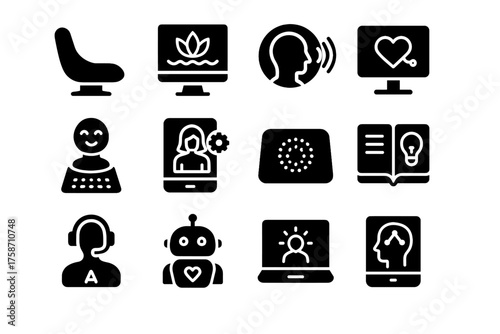 Mood mental wellbeing tracker display assistant icons icon chair cognitive thought virtual