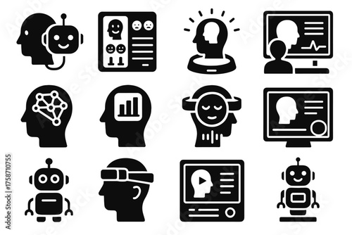 Coach robotic icon support vector stress futuristic mood mental thought therapy care