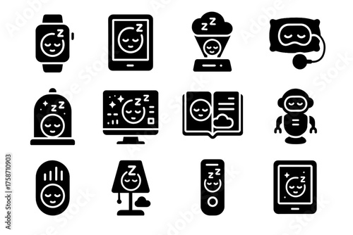 Interactive tools pillow visualization device monitor icon vector smart night dream dashboard