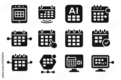 Icon ar smart board icons event ai schedule vector calendar panel connected