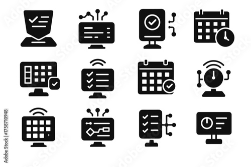 Digital smart monthly agenda calendar date pad icon guide icons tracker vector
