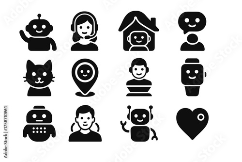 Automated chatbot emotional support helper assistant companion ai vector virtual icon