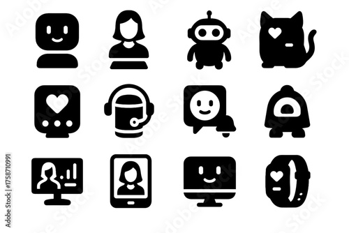 Tracker wearable social icon vector smart dashboard holographic ai futuristic assistant set