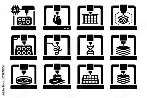 Automated culture organ ai regenerative vector icon icons bioprinter device dna protein
