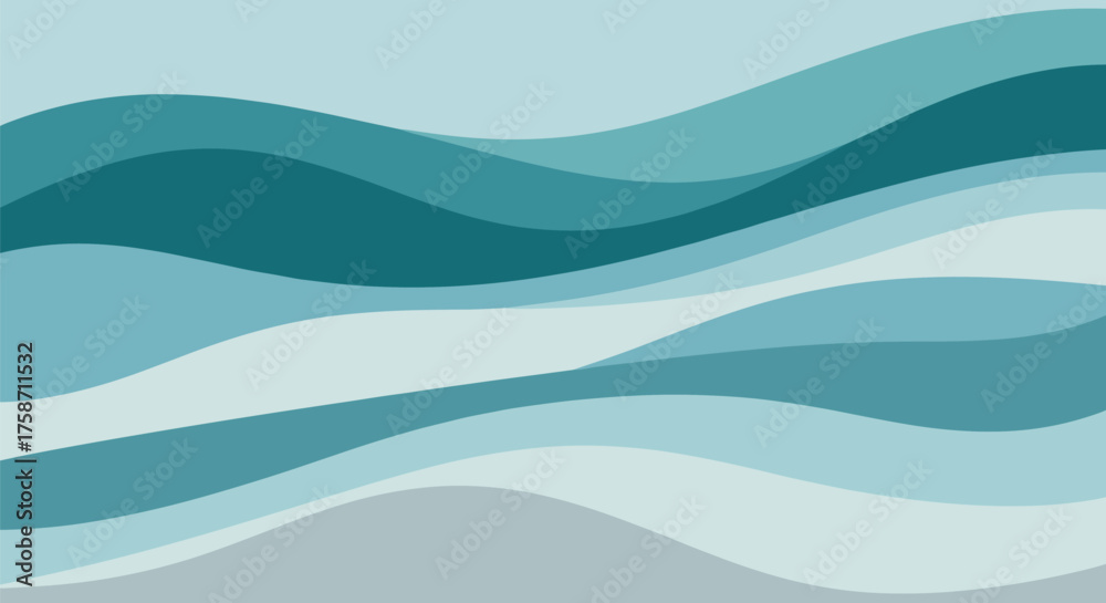 Fototapeta premium Abstract blue and teal waves isolated on transparent background