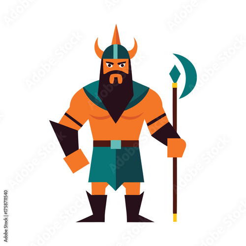warrior with axe vector art