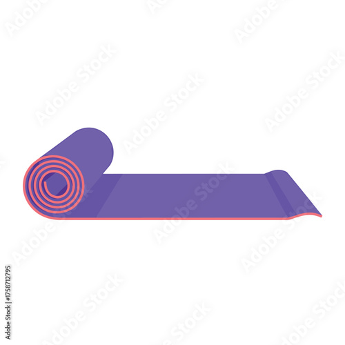 Purple yoga mat unrolled for exercise and stretching.