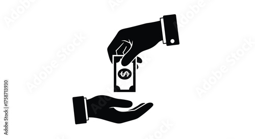 Receive funds with ease using this simple hand to hand money transfer concept, perfect for finance, investment, and business marketing designs with powerful graphics