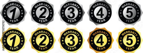 Warranty Year Badges for Product Guarantee and Customer Assurance Labels