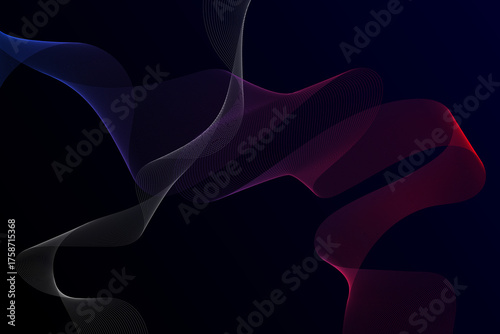 Abstract digital art of flowing particles in dark space