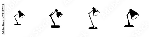 Different designs of desk lamps showcased in a modern setting with various positions and angles