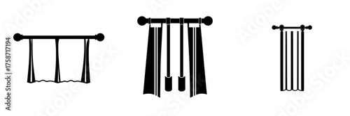Various types of curtain designs displayed on a clean background showcasing modern home decor options