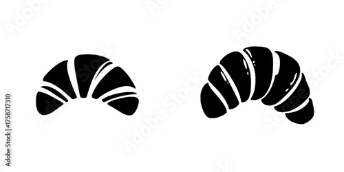 Croissants displayed in a minimalist design showcasing different styles and textures in a modern setting