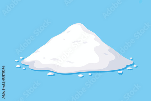 Pile of white powder or granules on a blue background