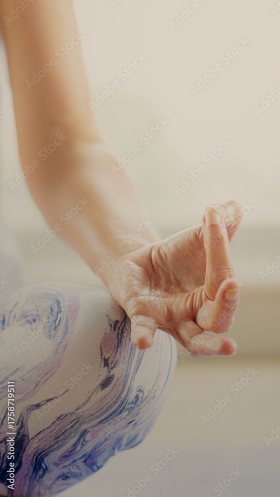 Naklejka premium Meditating woman closeup wallpaper, wellness image