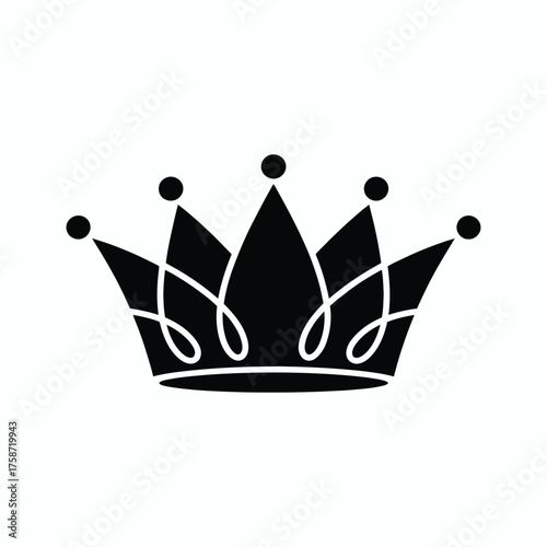 Simple black silhouette of a royal crown with ornate details