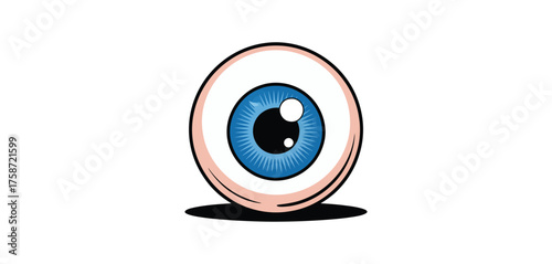 A single stylized eyeball with a bright blue iris and black pupil