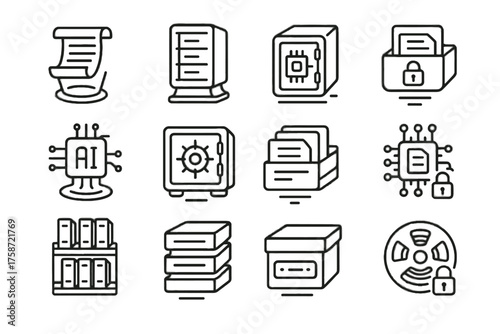 Scroll virtual box icons ai icon layered vault archive encrypted vector secured