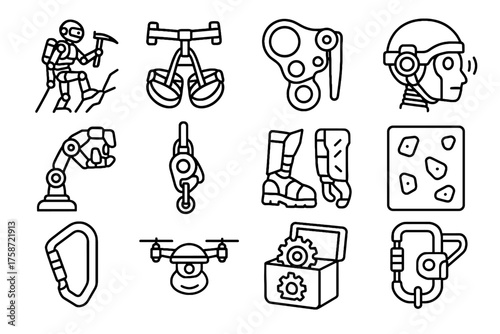 Belay icon rope climbing grip system vector robotic robot wall safety