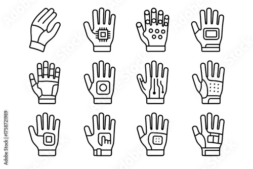 Vector ai icon nano robotic control conductive glove augmented panels points