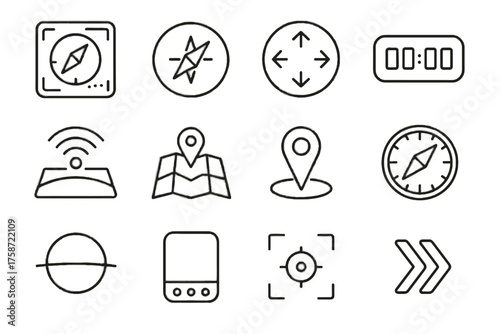 Vector display location icon augmented marker compass reality horizon pin cardinal