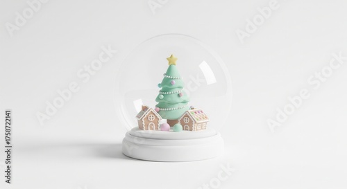 Festive Snow Globe with Gingerbread House and Christmas Tree
