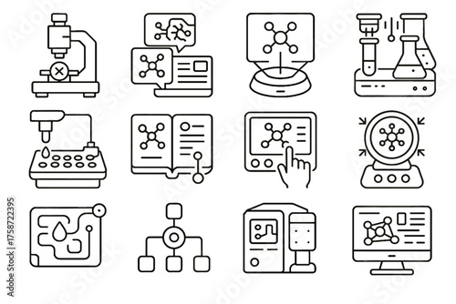 Interactive icon lab virtual device reaction nano microfluidic vector ai experiment