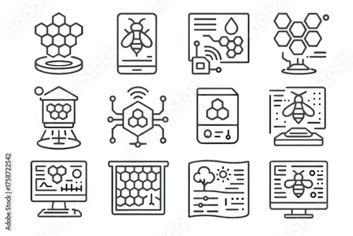Vector futuristic responsive calibration icon hive system icons virtual frame light flow