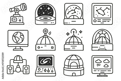 Automated virtual weather icons constellation overlay star dome vector module icon planetarium