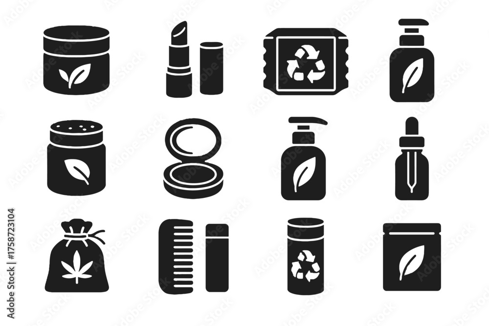 Fototapeta premium Bamboo vector icon paper eco packaging sachet recycled hemp plastic cellulose pump