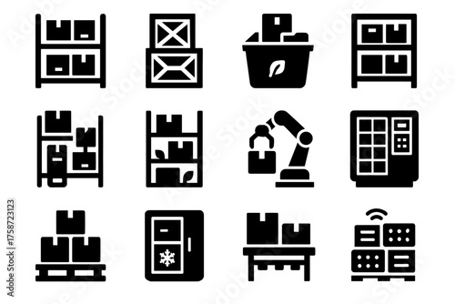 Digital icon icons boxes locker vector crates eco storage cold parcel unit