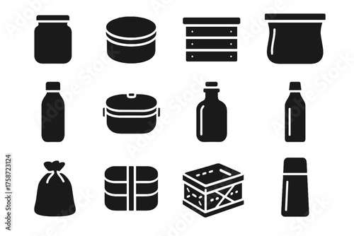 Refill fabric tin container steel eco packaging vector box icons foldable icon