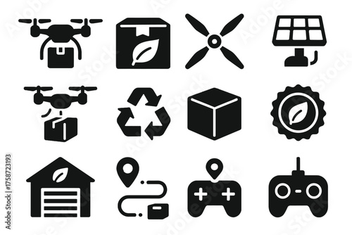 Vector icon drop delivery symbol small icons eco path drone pin charger