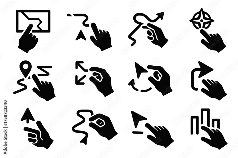 Obraz premium Adjusting environment icons ar direction path vector navigation icon interacting compass gps