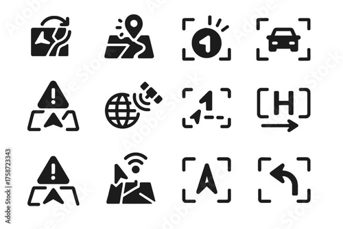Floating arrival distance map alert navigation traffic icon path vector ar