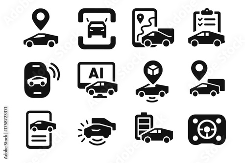 Smart delivery package icon truck alert battery cyber vector tracker autonomous key