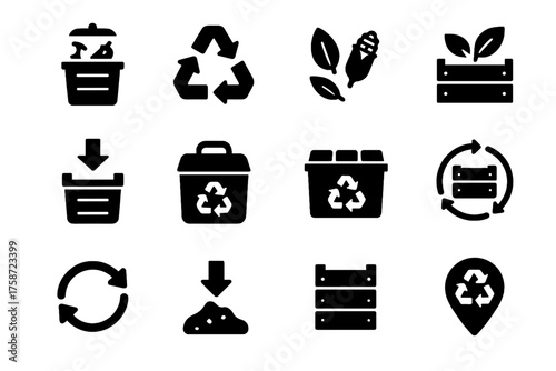 Hub arrows packaging icons icon eco crate green sustainable reusable vector marker