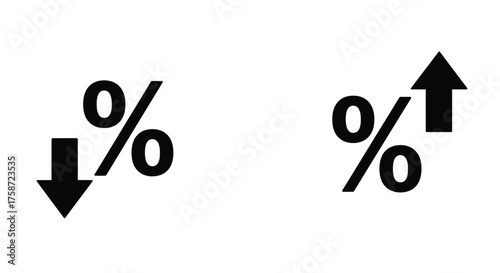 Two percentage symbols with opposing arrows indicating decrease and increase