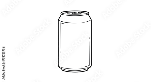 Simple black and white line drawing of a standard aluminum beverage can