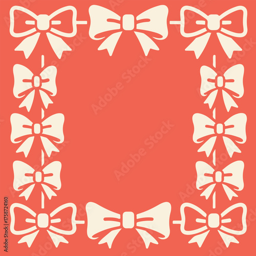 bows frame with empty space for text on colorful background
