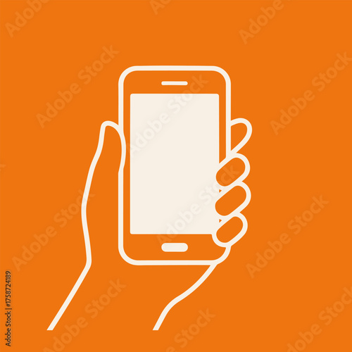 hand with phone frame with empty space for text on colorful background