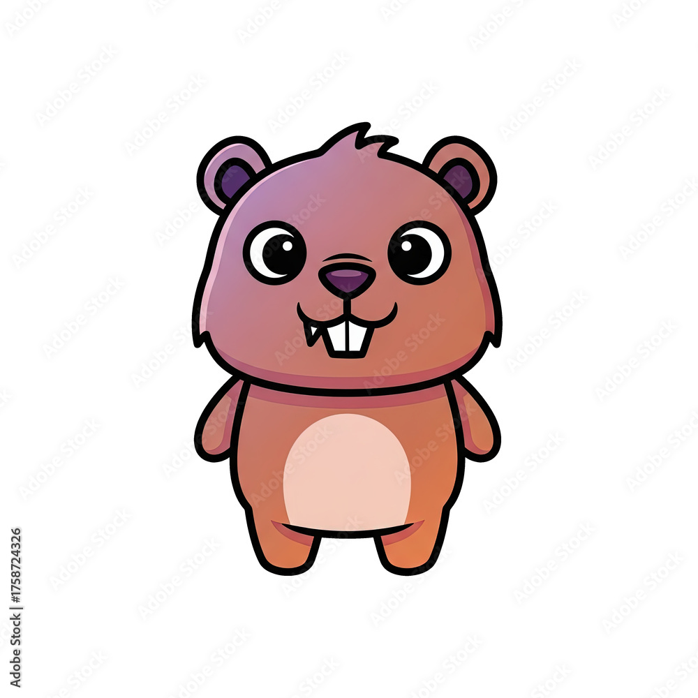 Fototapeta premium Cute cartoon bear character with big eyes and a friendly smile 