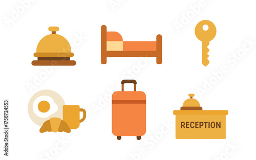 Hotel service icons: modern flat design for hospitality apps