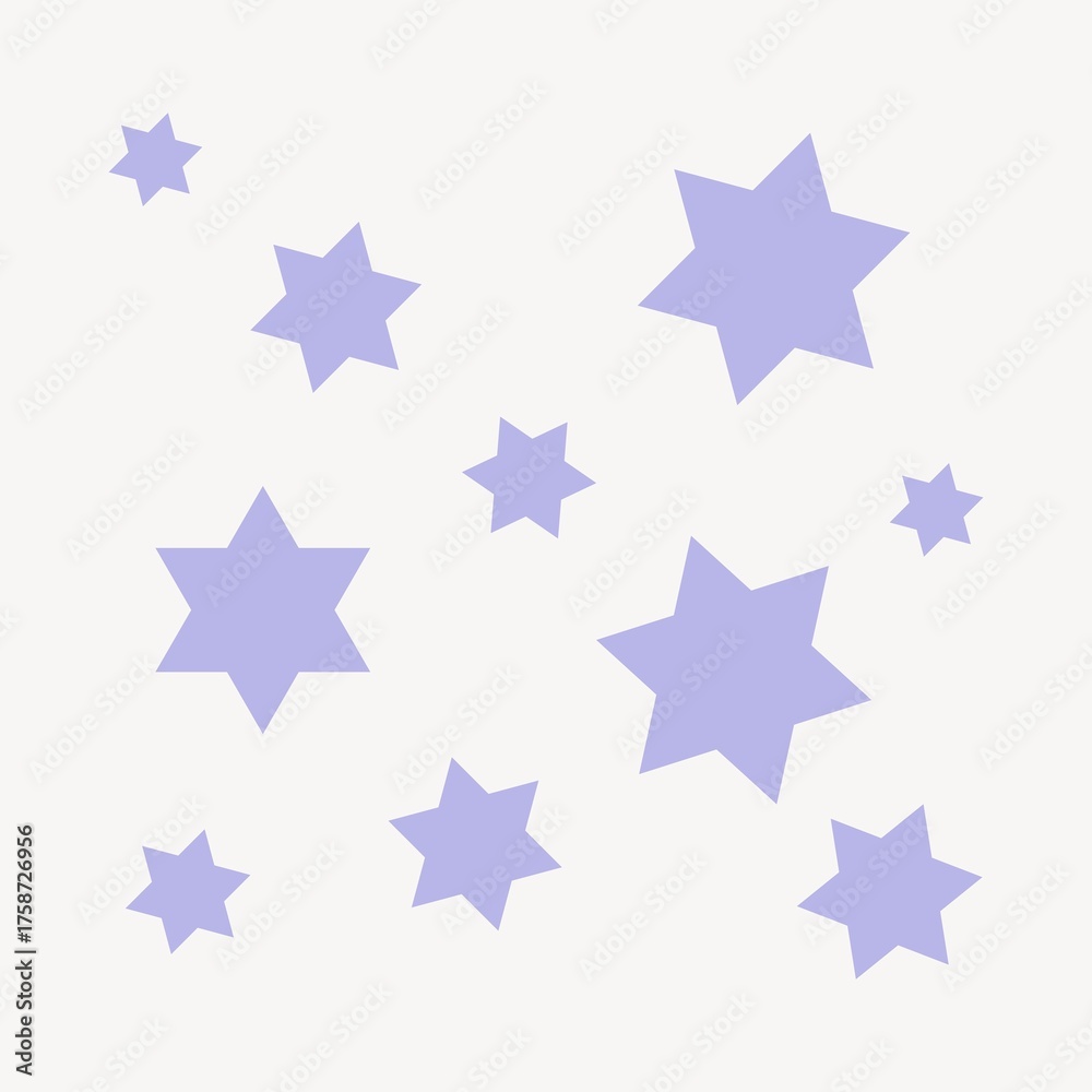 Obraz premium Purple stars clipart, cute pastel shape graphic