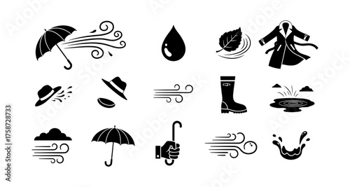 Weather icons: windy day elements