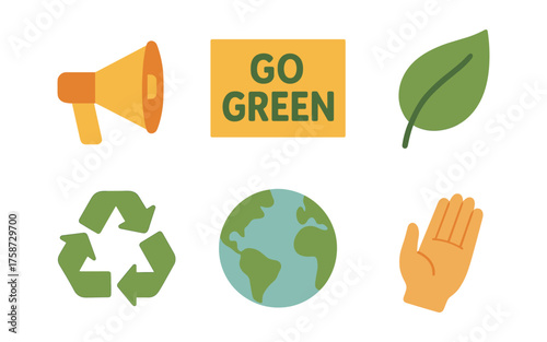 Eco-friendly icons for sustainability awareness and environmental responsibility