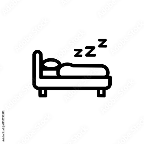 Illustration of a bed with a pillow and blanket and three zzz symbols indicating sleep or rest