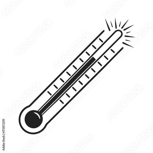 Thermometer Silhouette Illustration – High Temperature Indicator with Radiating Heat Lines