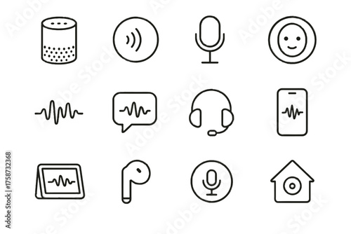 Headphone smart wave voice vector assistant icon app sound talk bubble