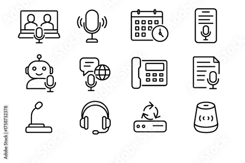 Recognition voice customer automated office icon business mic icons conference vector translator
